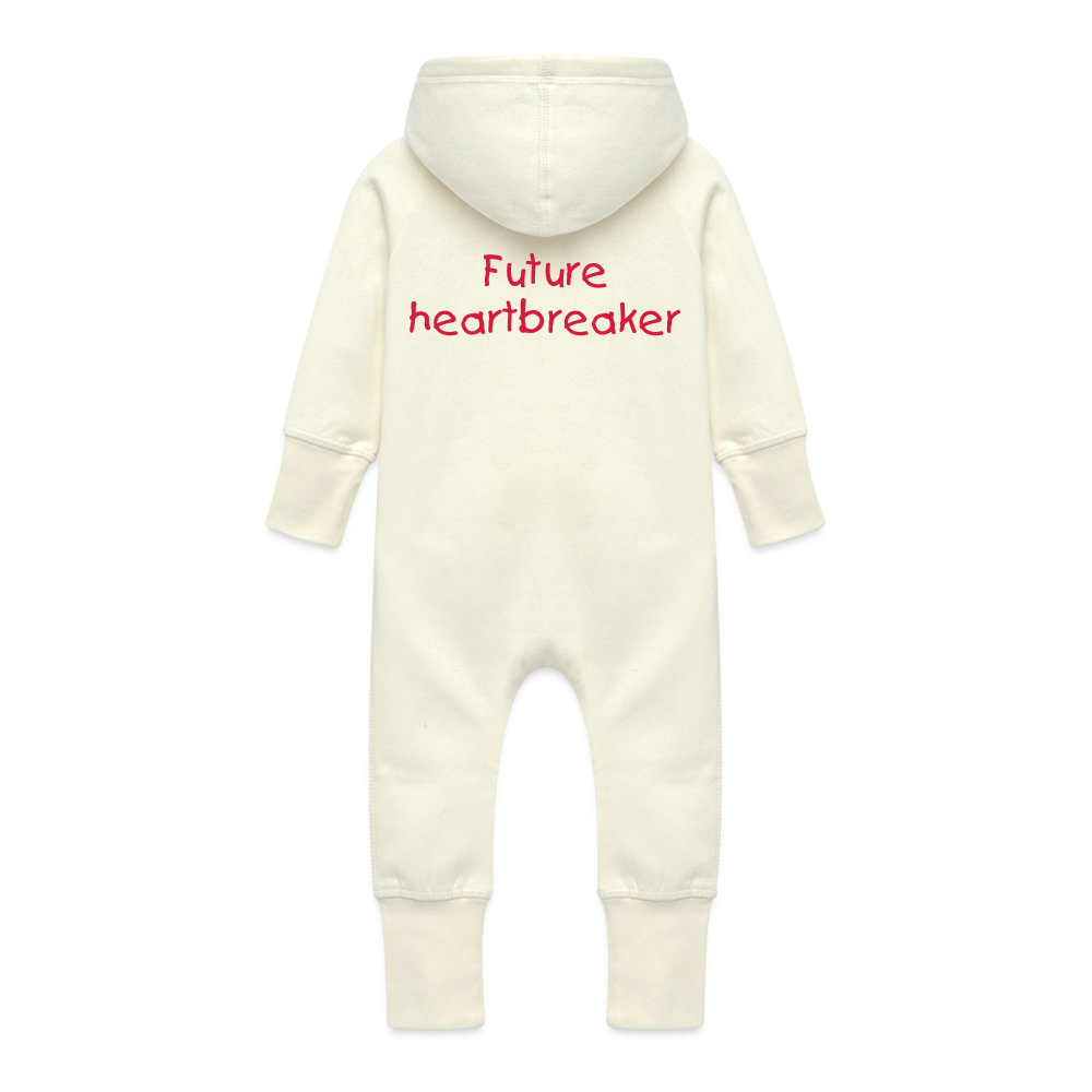 Baby Organic Idyo Sweat Overalls With Hood "Future heartbreaker" - vanilla