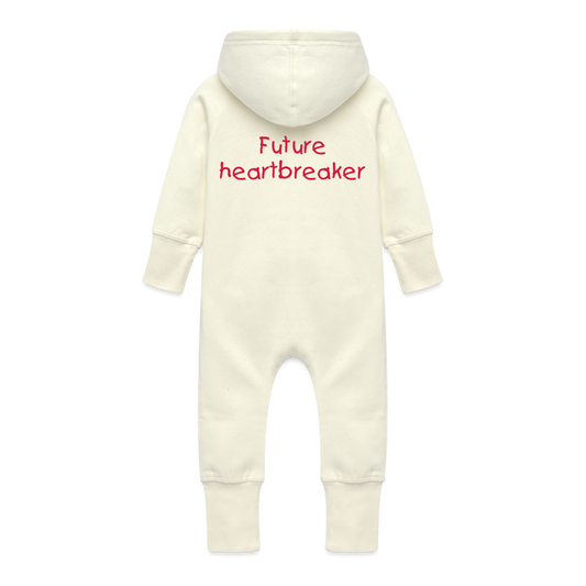 Baby Organic Idyo Sweat Overalls With Hood "Future heartbreaker" - vanilla