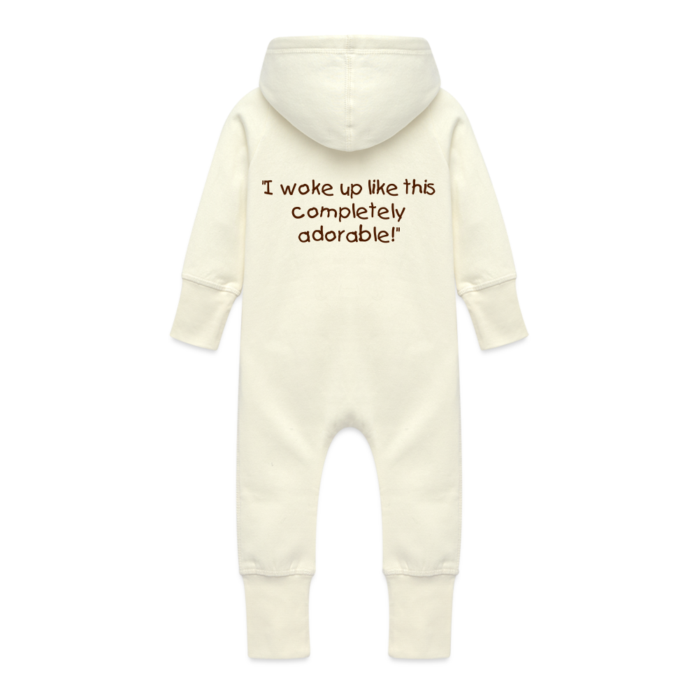 Baby Organic Idyo Sweat Overalls With Hood "I woke up like this completely adorable" - vanilla