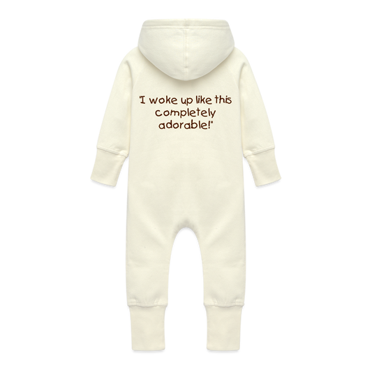 Baby Organic Idyo Sweat Overalls With Hood "I woke up like this completely adorable" - vanilla