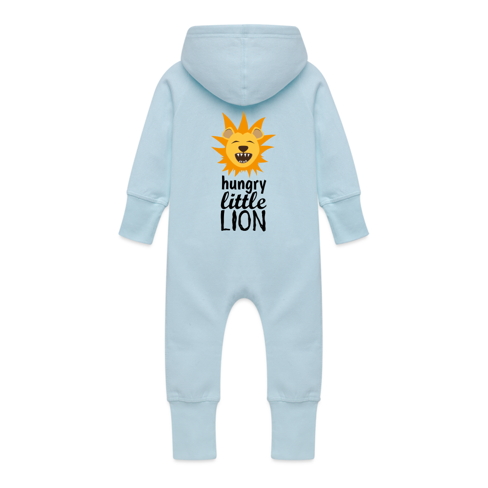Baby Organic Idyo Sweat Overalls With Hood "Hungry little Lion" - light blue