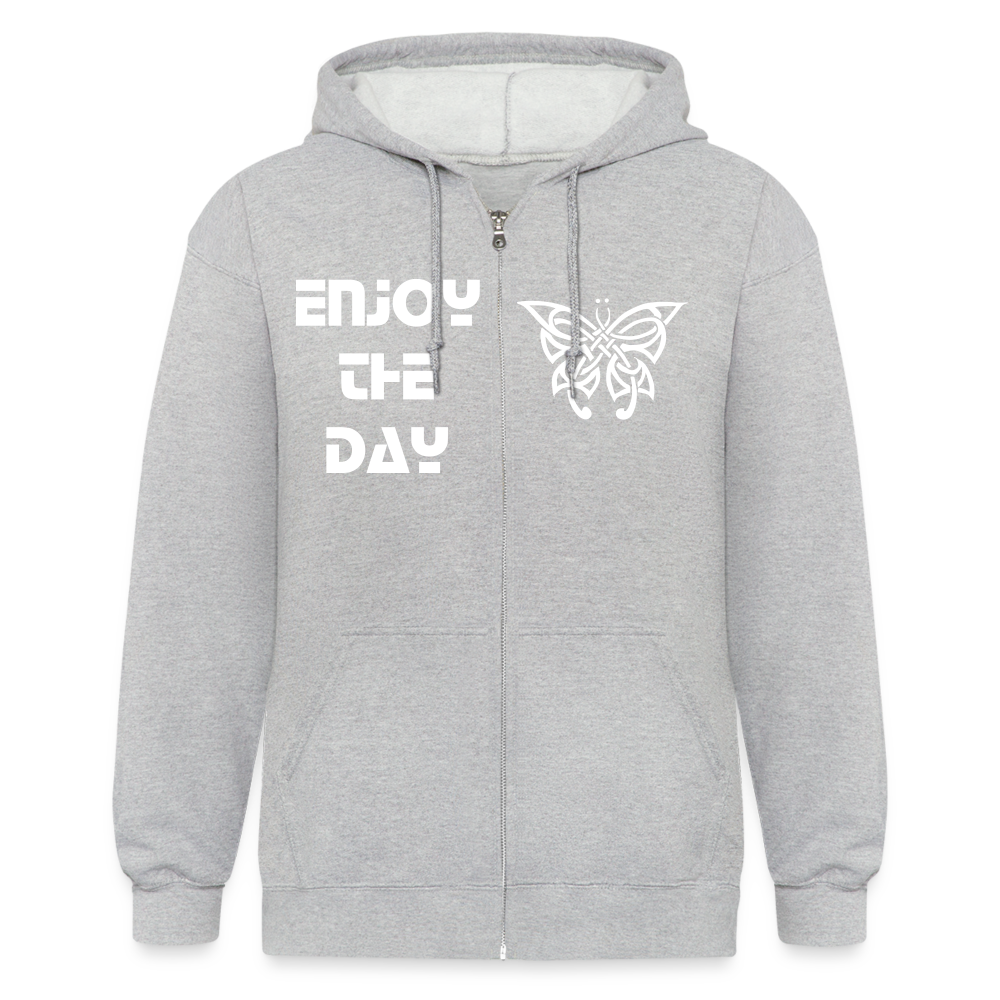 Men’s Heavyweight Idyo Hooded Jacket "Enjoy the day" - heather grey
