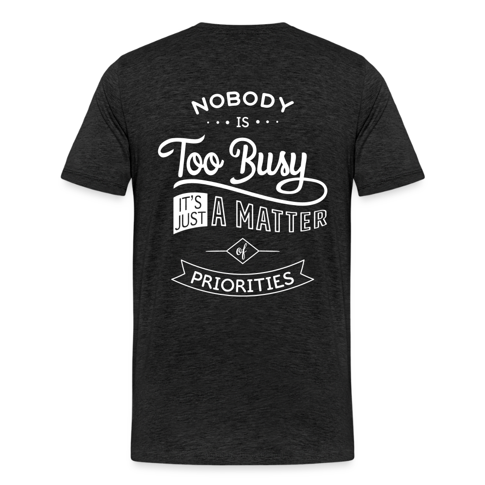 Men’s Idyo T-Shirt "Nobody is too busy" - charcoal grey