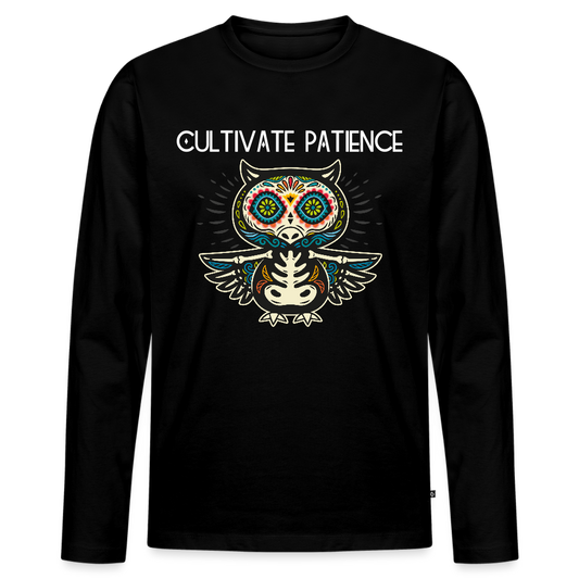 Men's Idyo Longsleeve Shirt "Cultivate patience" - black