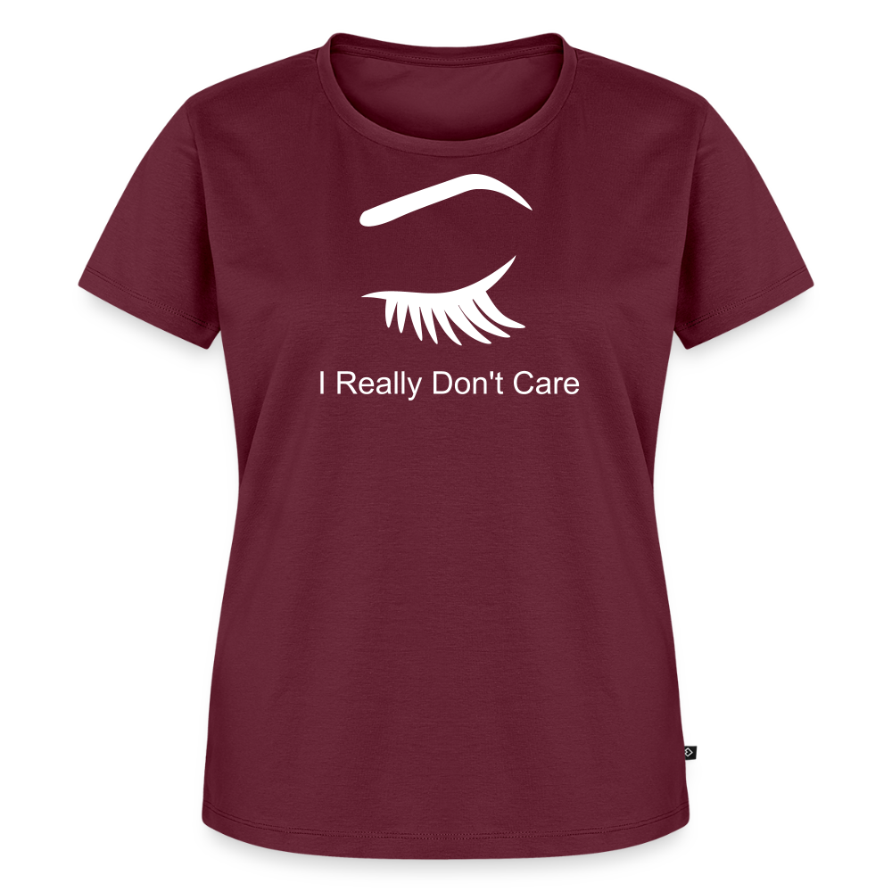 Women’s Premium Idyo T-Shirt "I really don't care" - burgundy