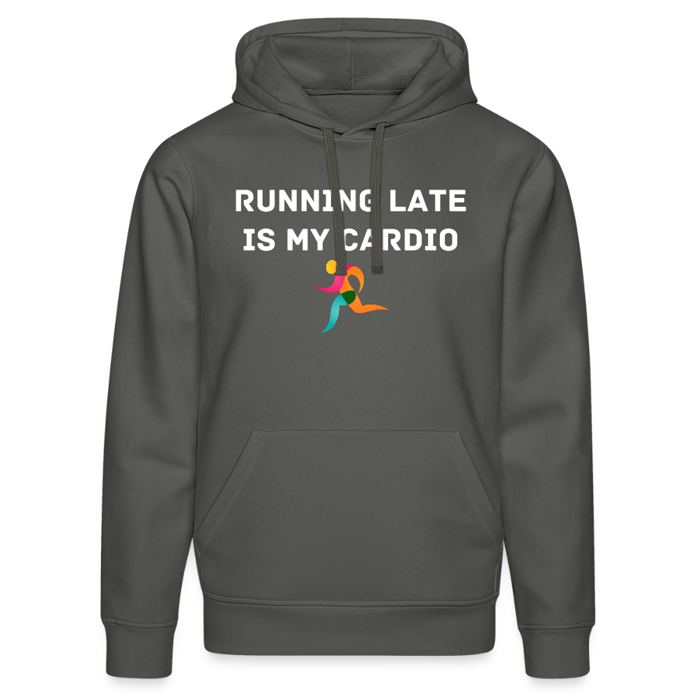 Unisex Organic Idyo Hoodie "running late is my cardio" - anthracite