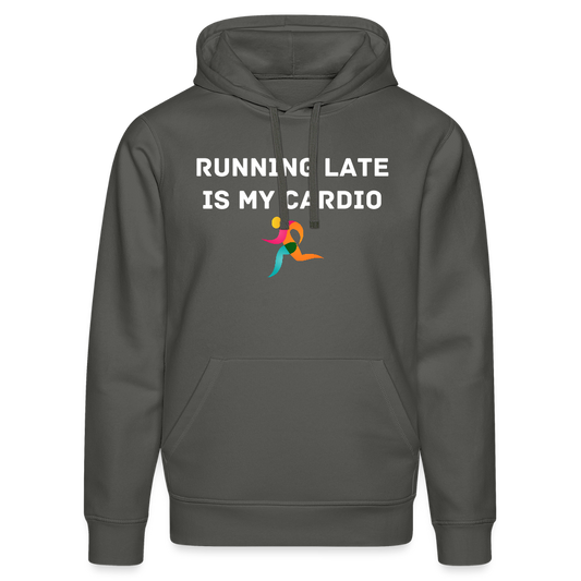 Unisex Organic Idyo Hoodie "running late is my cardio" - anthracite