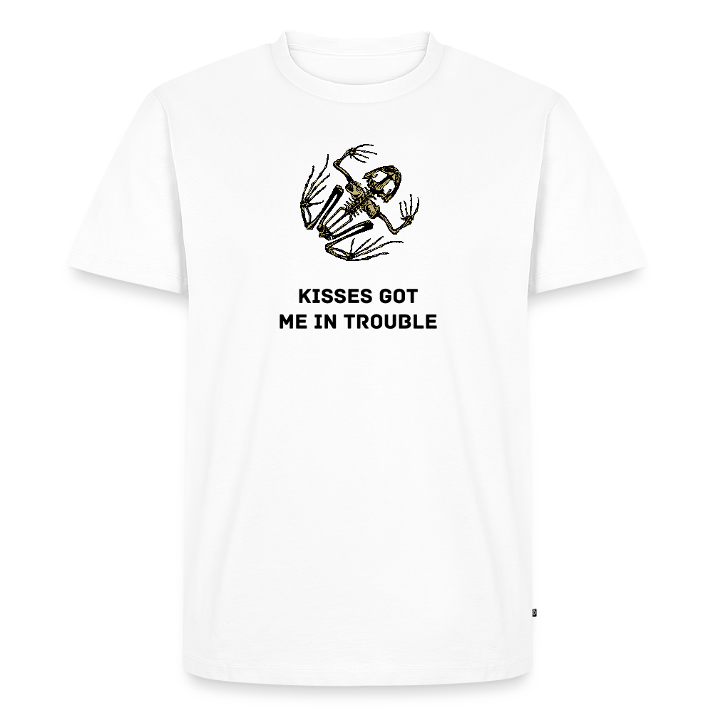 Men’s Idyo T-Shirt "Kisses got me in trouble" - white
