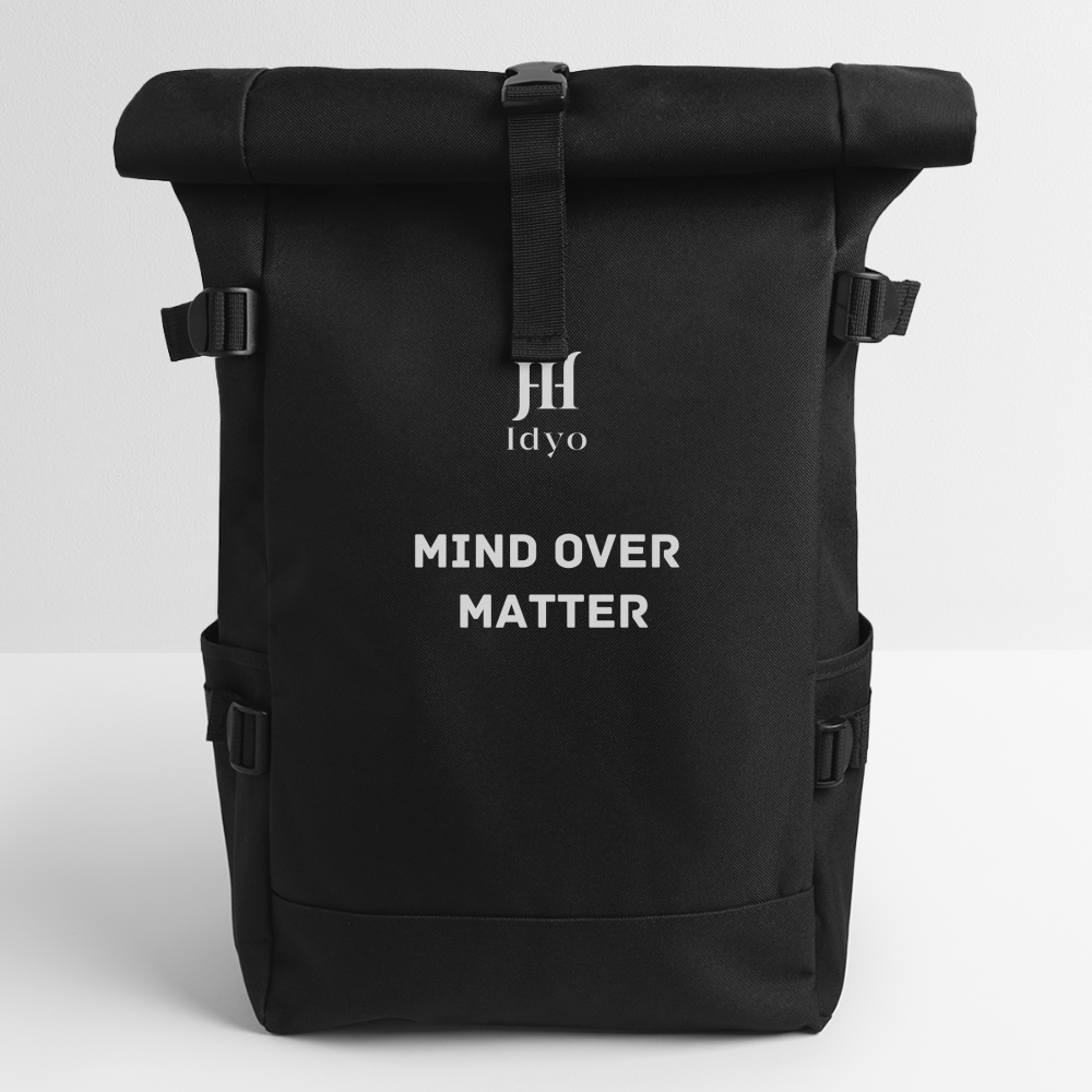 Roll Top Idyo Backpack "Mind over matter" - black