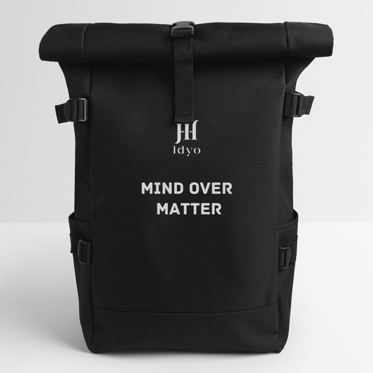 Roll Top Idyo Backpack "Mind over matter" - black