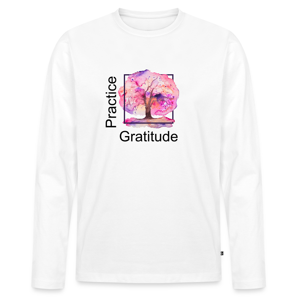 Men's  Idyo Longsleeve Shirt "Practice Gratitude" - white