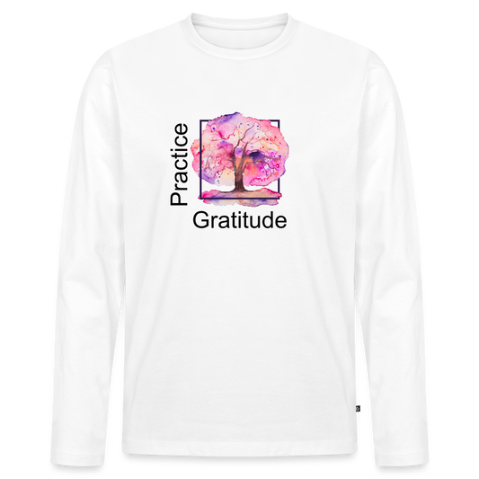 Men's  Idyo Longsleeve Shirt "Practice Gratitude" - white