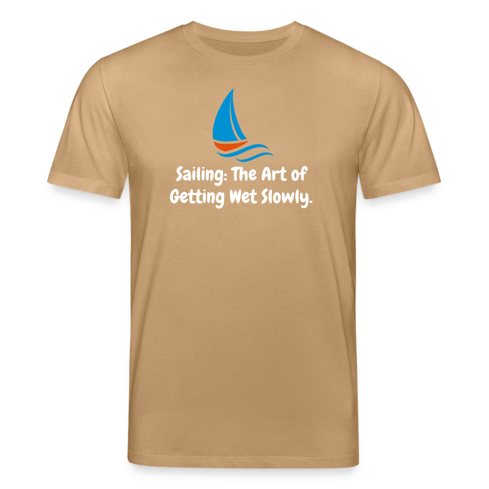 Organic Idyo T-Shirt "Sailing the art of Getting Wet Slowly" - caramel