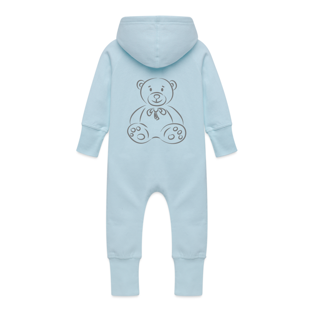 Baby Organic Idyo Sweat Overalls With Hood "Grey bear" - light blue