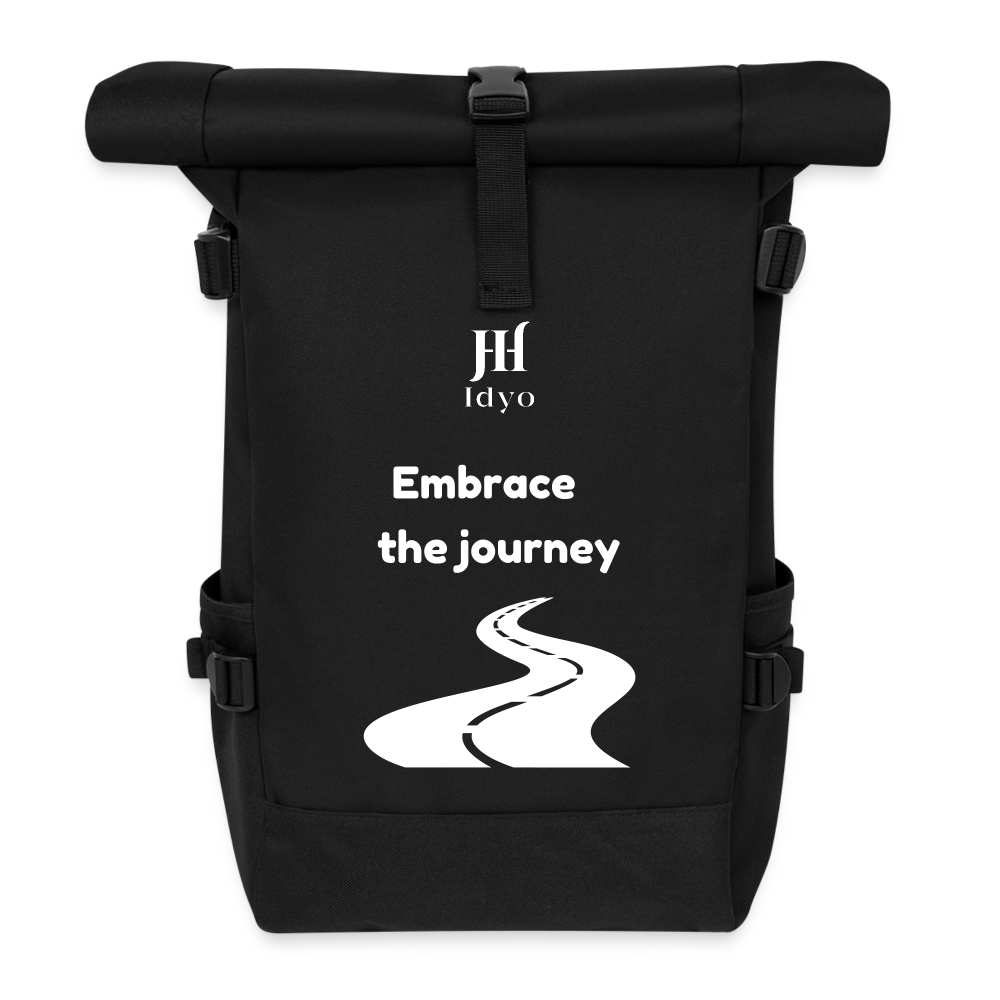 Roll Top Idyo Backpack "Embrace the Journey" - black