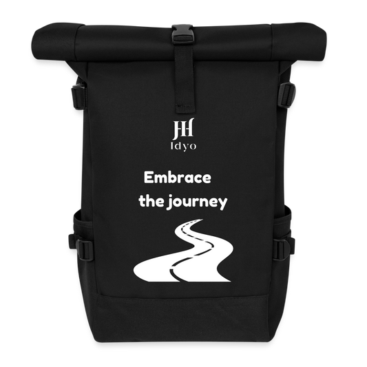 Roll Top Idyo Backpack "Embrace the Journey" - black