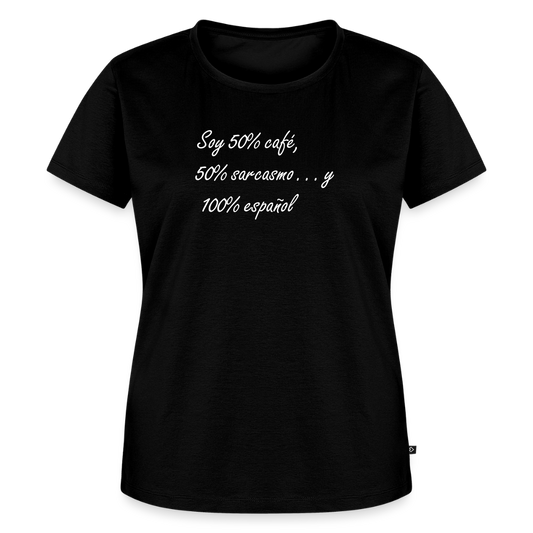 Women’s Idyo T-Shirt "Soy 50% café, 50% sarcasmo… y 100% español" - black
