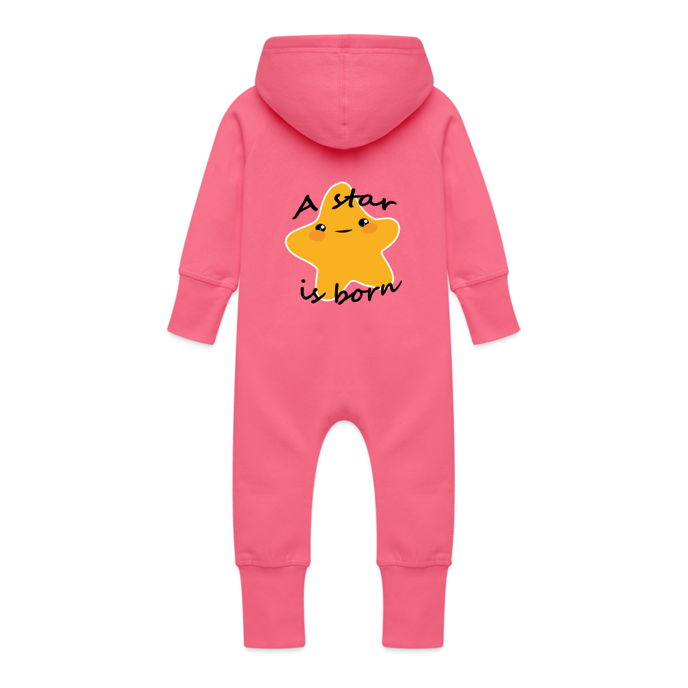 Baby Organic Idyo Sweat Overalls With Hood "A star is born" - fuchsia