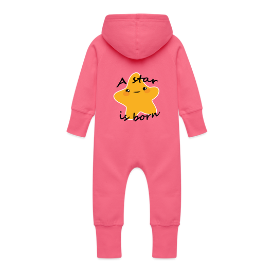 Baby Organic Idyo Sweat Overalls With Hood "A star is born" - fuchsia