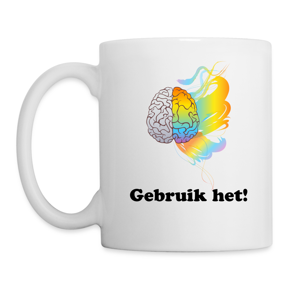 Mug "gebruik je hersenen" - white