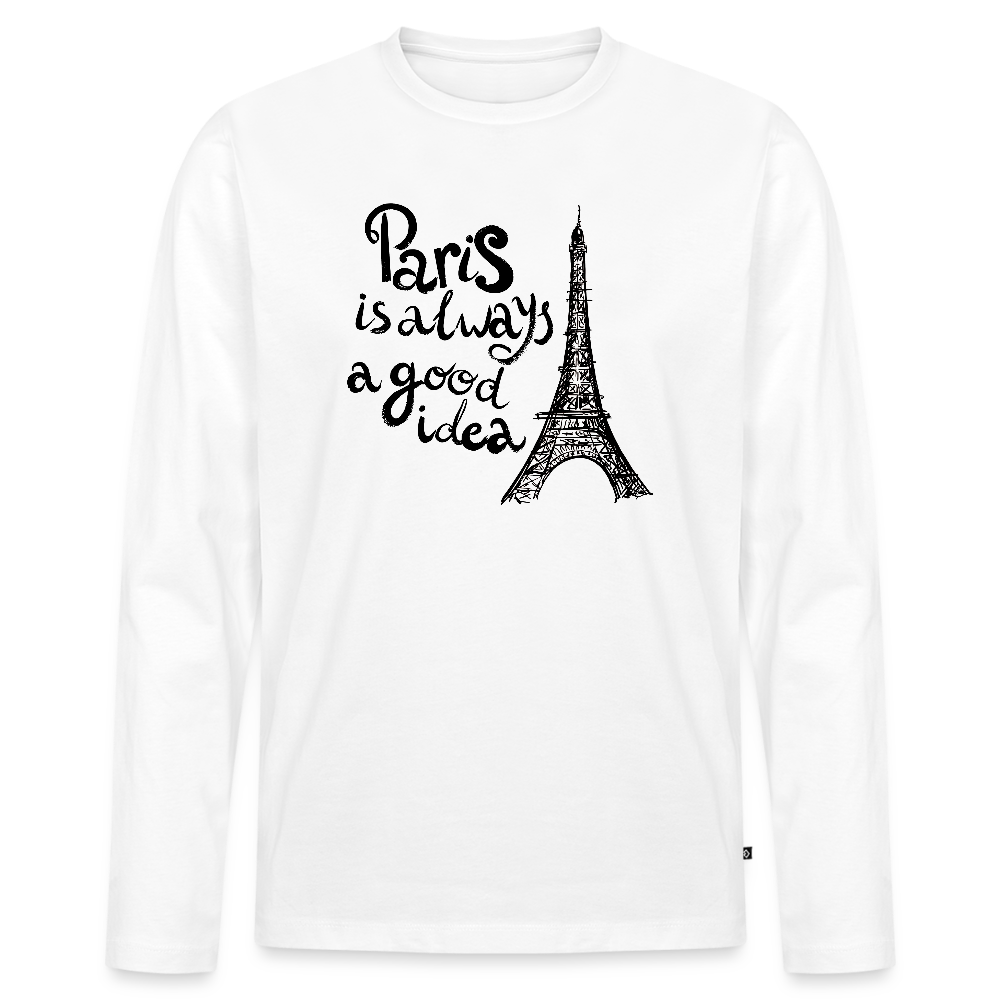 Men's Idyo Longsleeve Shirt "Paris is always a good idea" - white