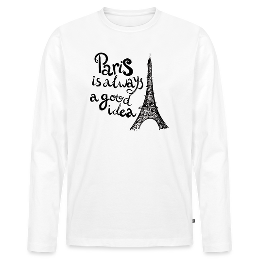 Men's  Idyo Longsleeve Shirt "Paris is always a good idea" - white