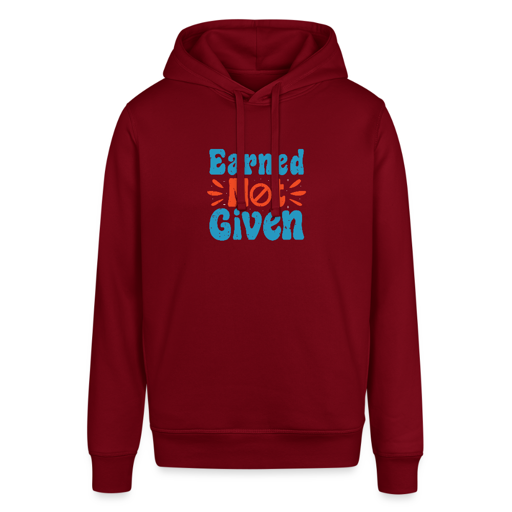 Unisex Organic Idyo Hoodie "Earned not given" - burgundy