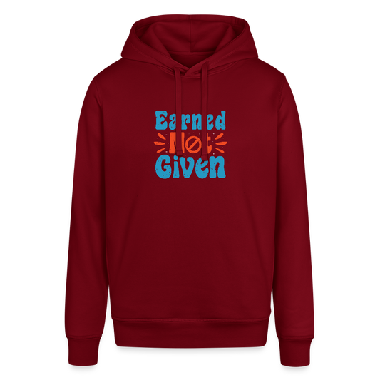 Unisex Organic Idyo Hoodie "Earned not given" - burgundy
