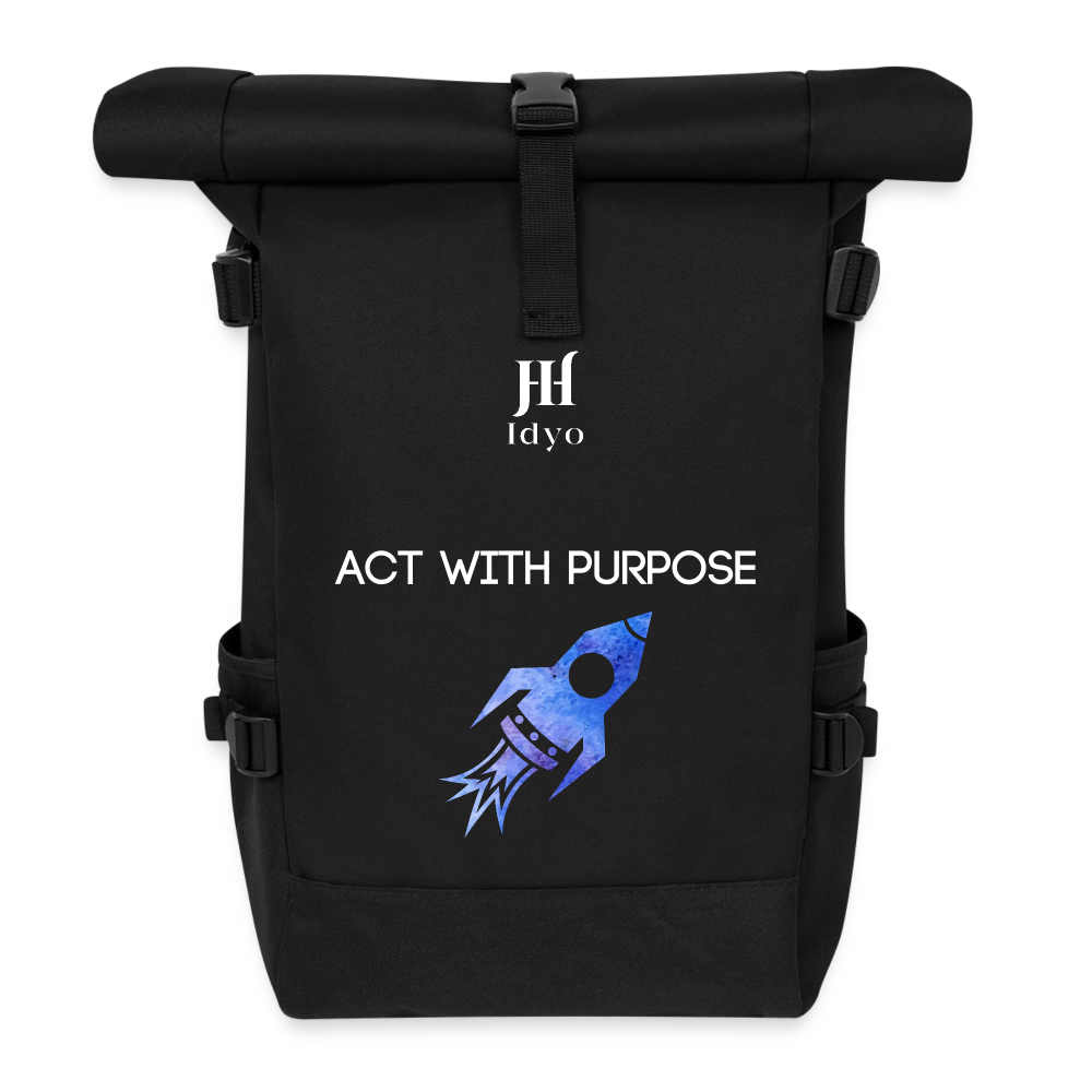 Roll Top Idyo Backpack "Act with purpose" - black