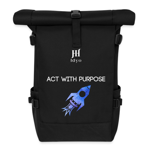 Roll Top Idyo Backpack "Act with purpose" - black