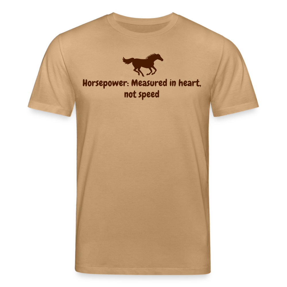 Men's Idyo T-Shirt "Horsepower: measured in heart, not speed" - caramel