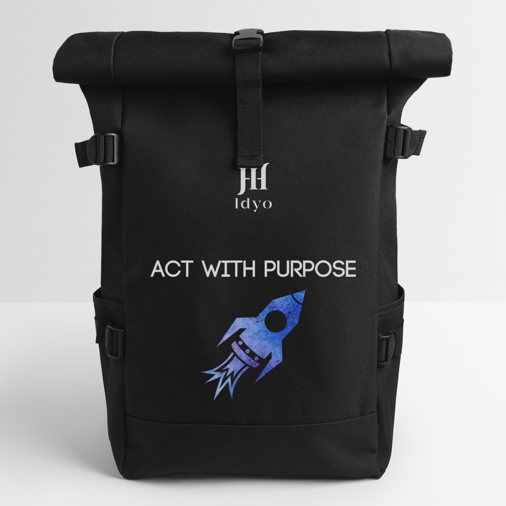 Roll Top Idyo Backpack "Act with purpose" - black
