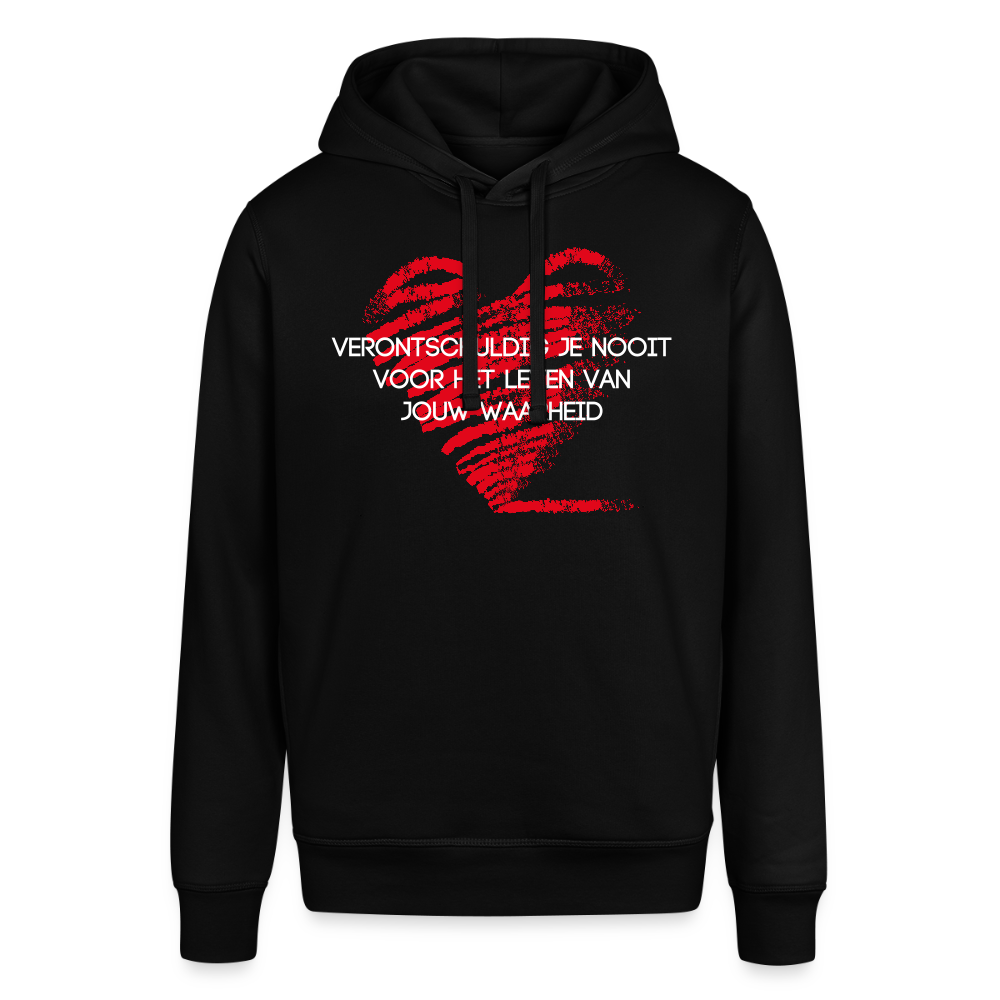 Unisex Organic Idyo Hoodie "Verontschuldig je nooit" - black