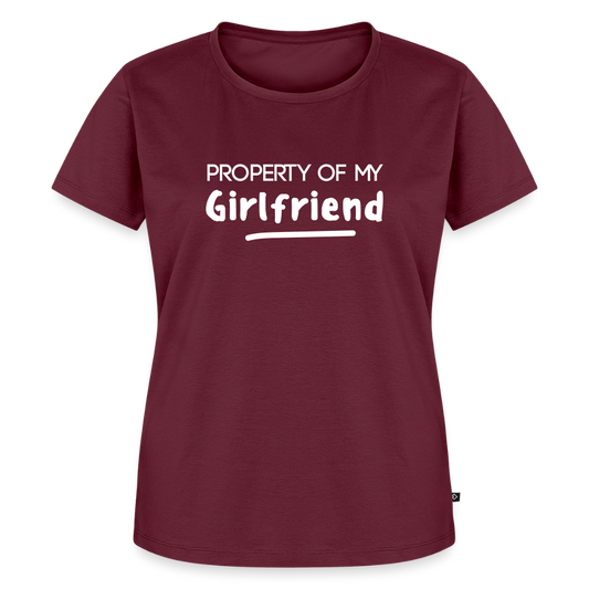 Women’s Idyo T-Shirt "Property of my girlfriend" - burgundy