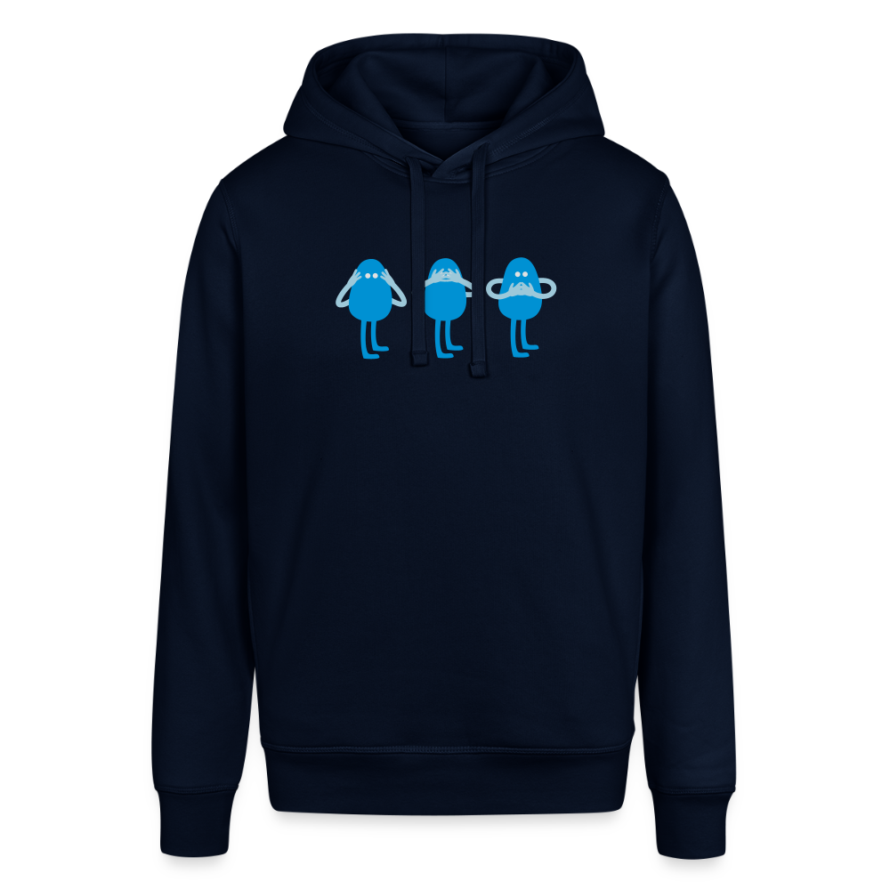 Unisex Organic Idyo Hoodie "Deaf, blind and mute" - navy