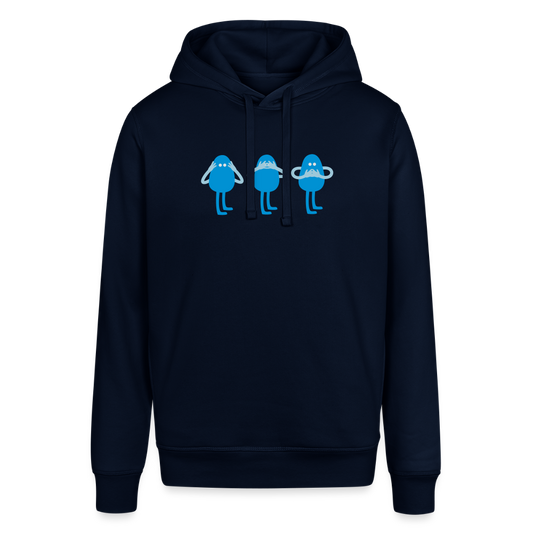 Unisex Organic Idyo Hoodie "Deaf, blind and mute" - navy