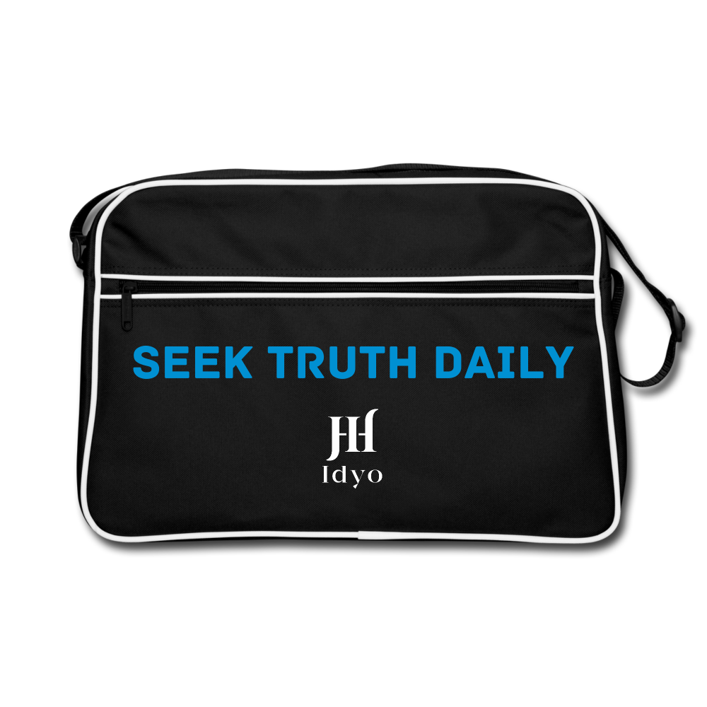 Retro Idyo Bag "Seek truth daily" - black/white