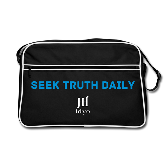 Retro Idyo Bag "Seek truth daily" - black/white