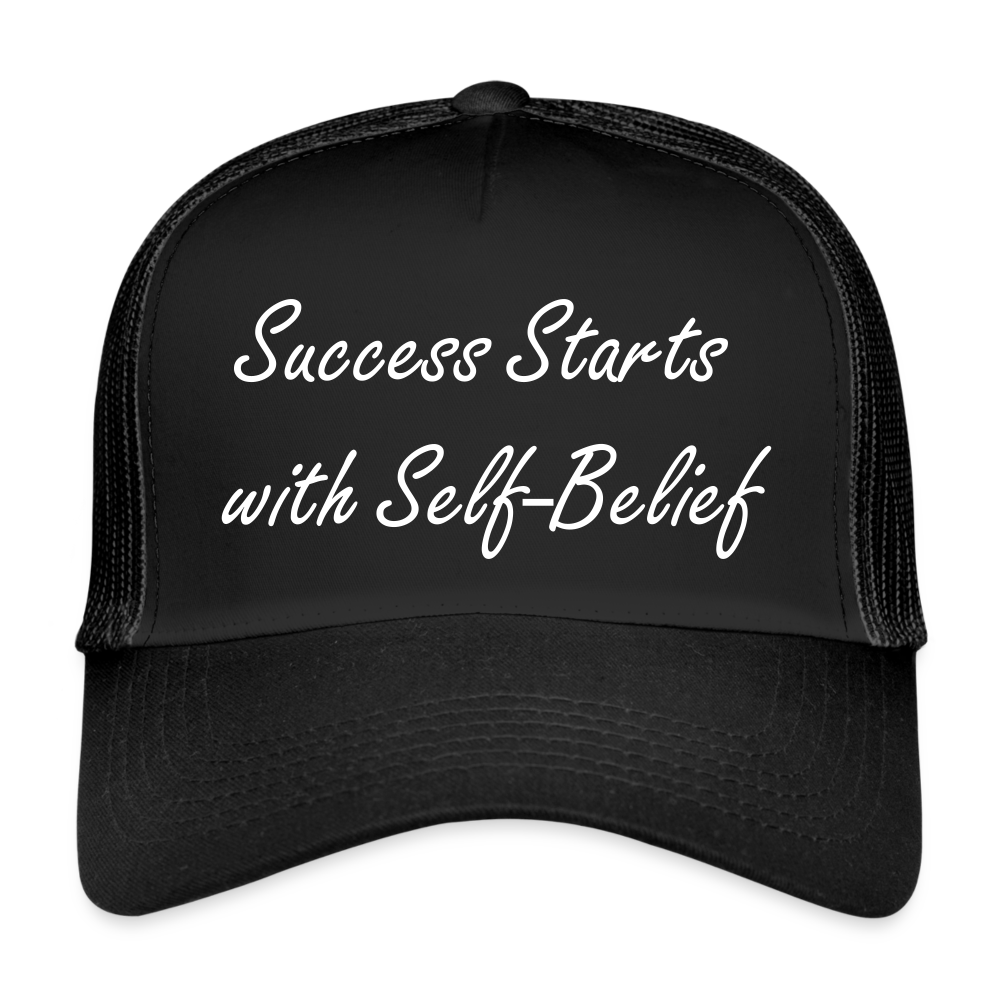 Trucker Cap "Succes starts with self-belief" - black/black