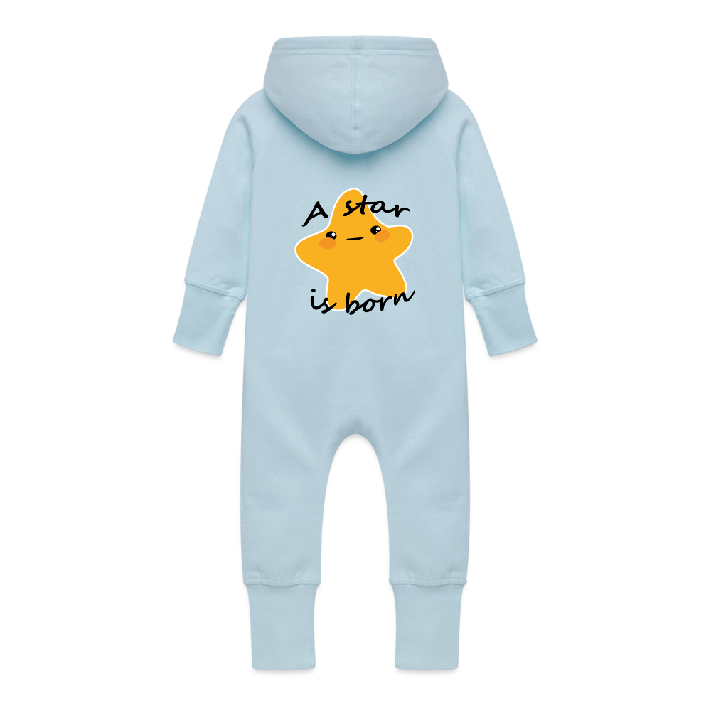 Baby Organic Idyo Sweat Overalls With Hood "A star is born" - light blue