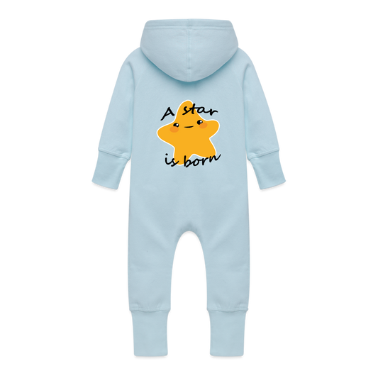 Baby Organic Idyo Sweat Overalls With Hood "A star is born" - light blue