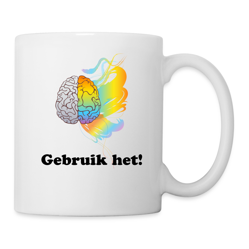 Mug "gebruik je hersenen" - white