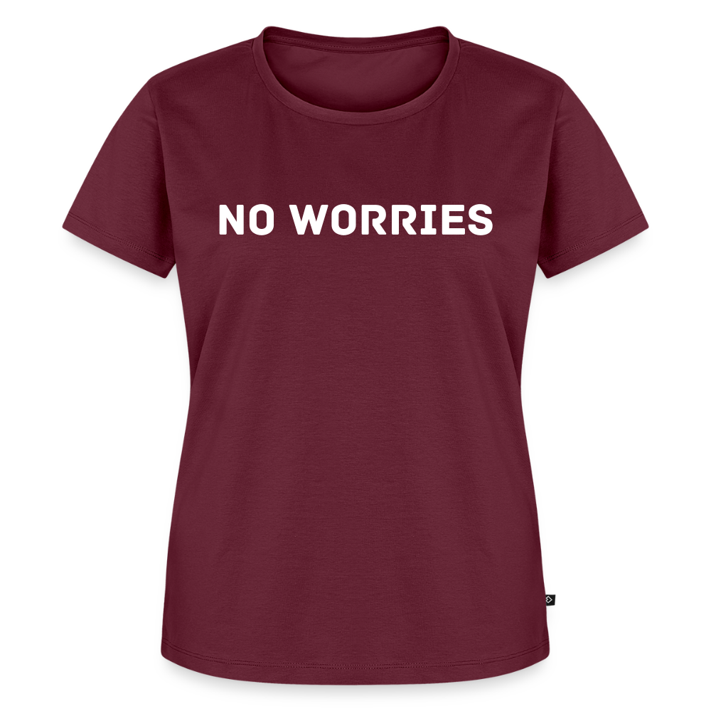 Women’s Idyo T-Shirt "No worries" - burgundy