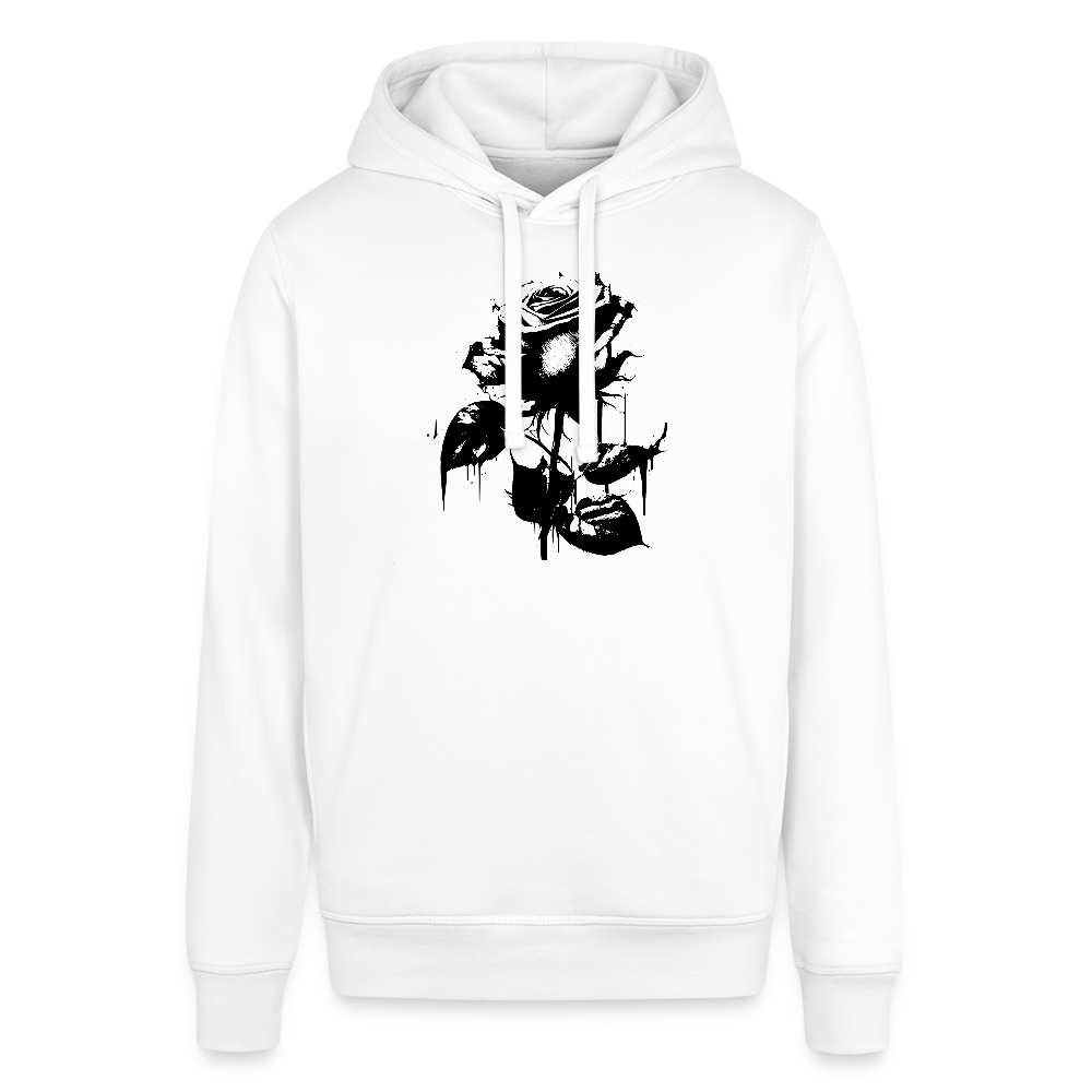 Unisex Organic Idyo Hoodie "Black rose drop black" - white