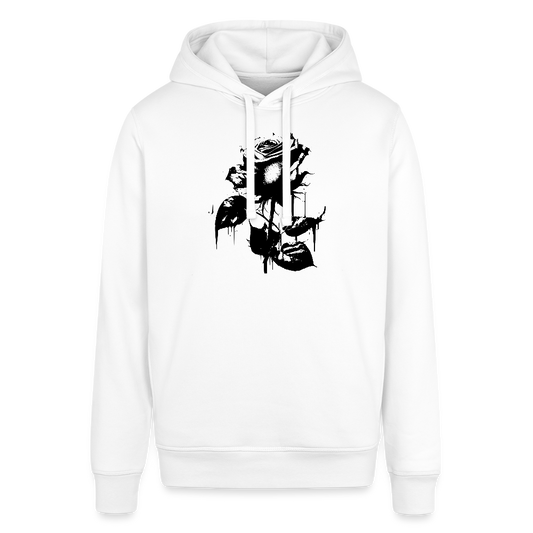 Unisex Organic Idyo Hoodie "Black rose drop black" - white