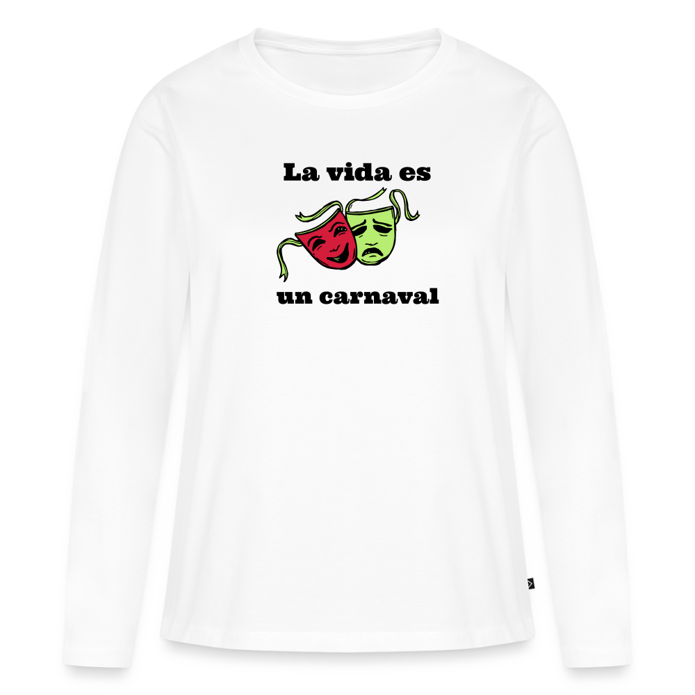 Women's Idyo Longsleeve Shirt "La vida es un carnaval" - white