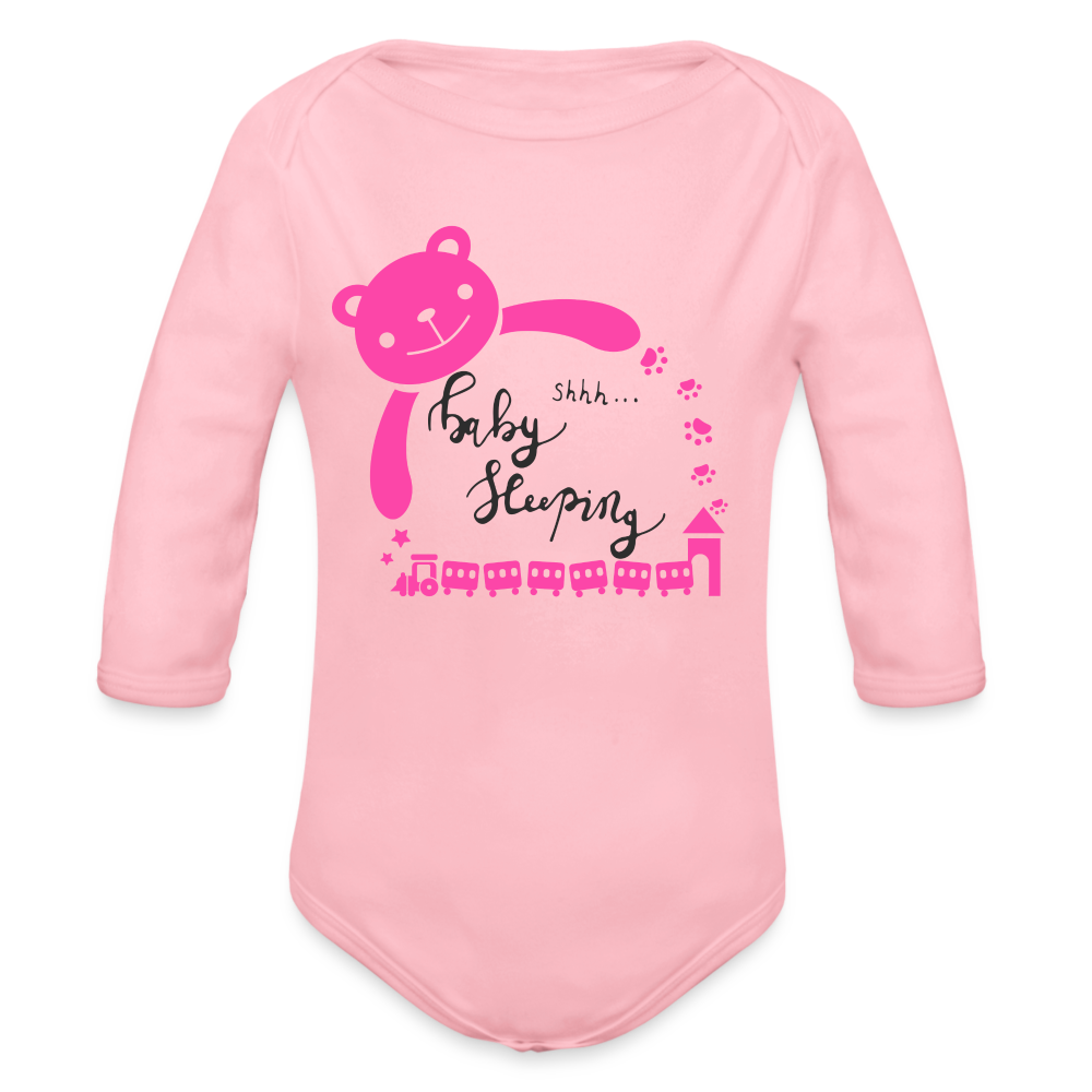 Organic Idyo Longsleeve Baby Bodysuit "Baby sleeping" - light pink