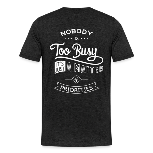 Men’s Idyo  T-Shirt "Nobody is too busy" - charcoal grey