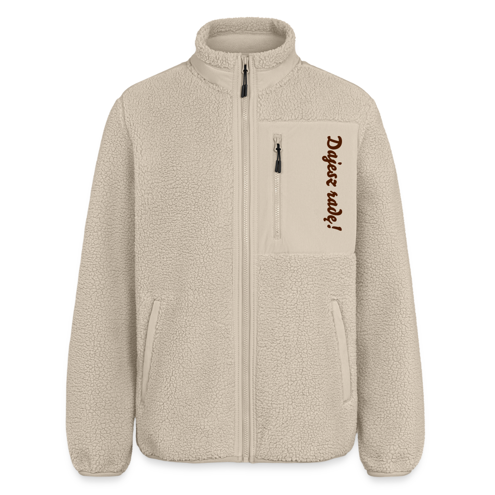 RELAXED FIT Unisex sherpa jacket "Dajesz radę!" - beige