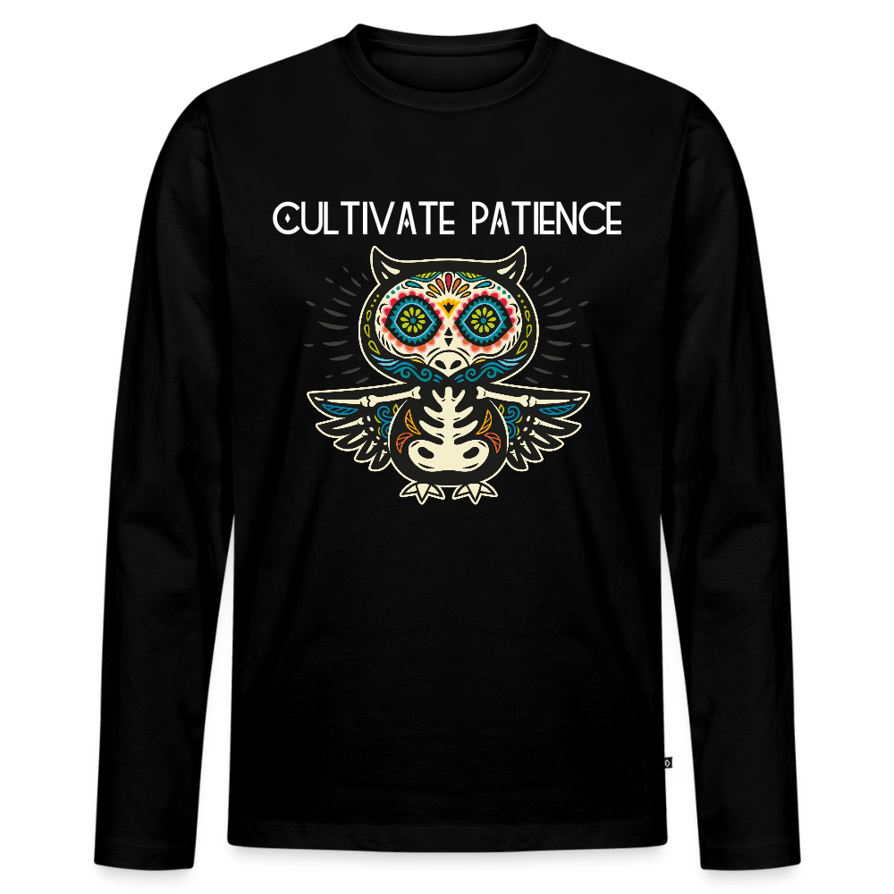 Men's Idyo Longsleeve Shirt "Cultivate patience" - black
